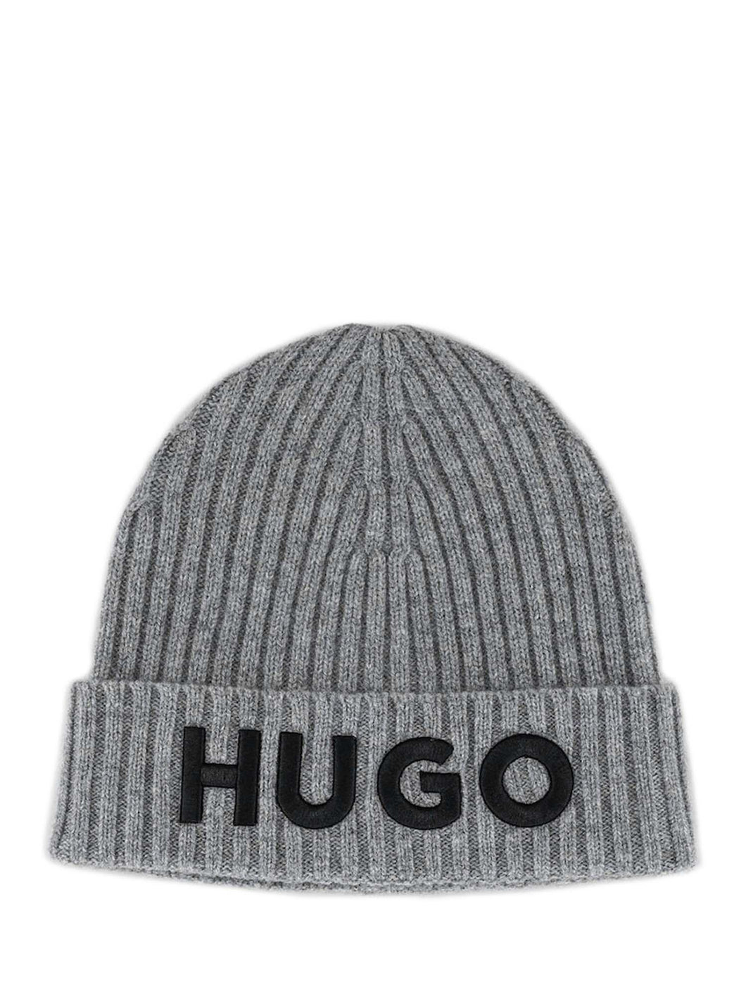 Hugo Boss Unisex Embroidered Logo Wool Beanie in Grey
