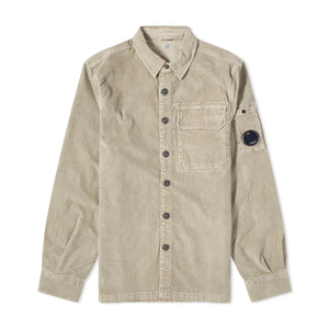 Cp Company Corduroy Button Up Shirt in Silver Sage