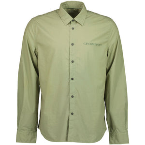 Cp Company Popeline Graphic Logo Print Shirt in Green