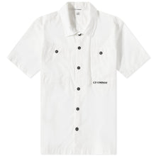 Load image into Gallery viewer, Cp Company Rip-Stop Embroidered Logo Short Sleeve Shirt in White
