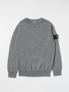 Junior Stone Island Wool Blend Knitted Sweatshirt In Grey