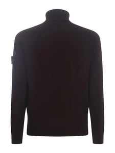 Stone Island Roll Neck Knit Sweatshirt in Burgundy