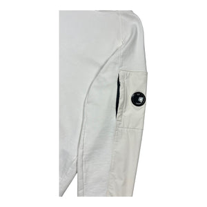 Cp Company Diagonal Raised Mixed Shell Hoodie In White