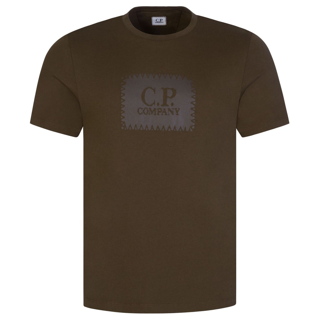 Cp Company Stamp Logo T-Shirt in Ivy Green