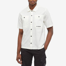 Load image into Gallery viewer, Cp Company Rip-Stop Embroidered Logo Short Sleeve Shirt in White
