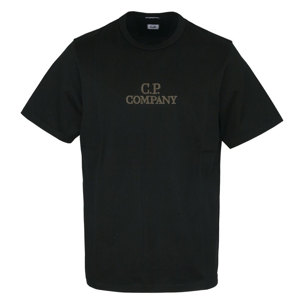 Cp Company Mercerized Cotton Twisted Jersey Embroidered Logo T-Shirt In Black