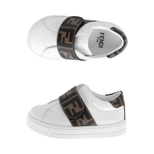 Fendi FF Junior Leather Trainers In White