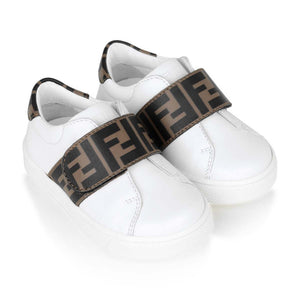 Fendi FF Junior Leather Trainers In White