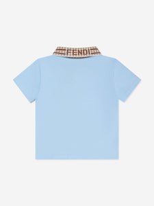 Fendi Junior Polo Shirt In Sky Blue