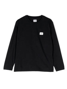 Cp Company Junior Small Stamp Logo Long Sleeve T-Shirt in Black