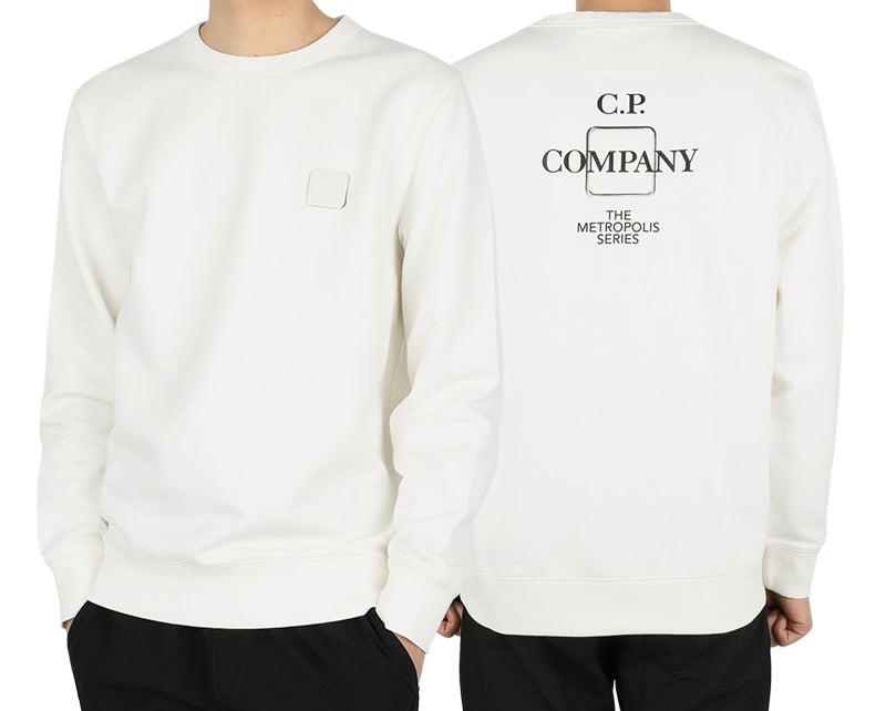 Cp Company Metropolis Series Back Logo Sweatshirt in White