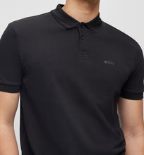 Load image into Gallery viewer, Hugo Boss Pio Regular Fit Stretch Tonal Logo Polo Shirt in Black
