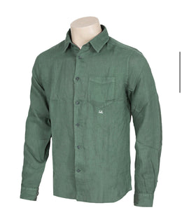 Cp Company Long Sleeve Linen Shirt Green