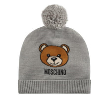 Load image into Gallery viewer, Moschino Bear Logo Pom Pom Beanie in Grey
