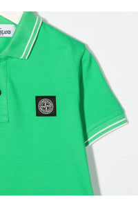 Stone Island Junior Short Sleeve Polo In Green
