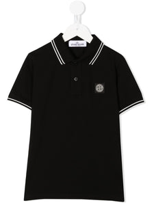 Stone Island Junior Short Sleeve Polo In Black