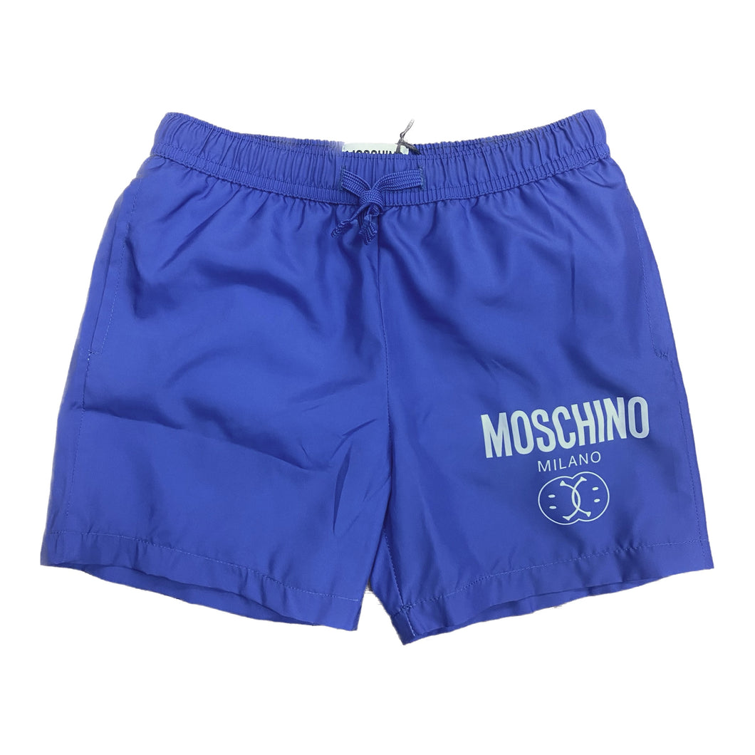 Moschino Milano Double Smiley Swim Shorts in Blue