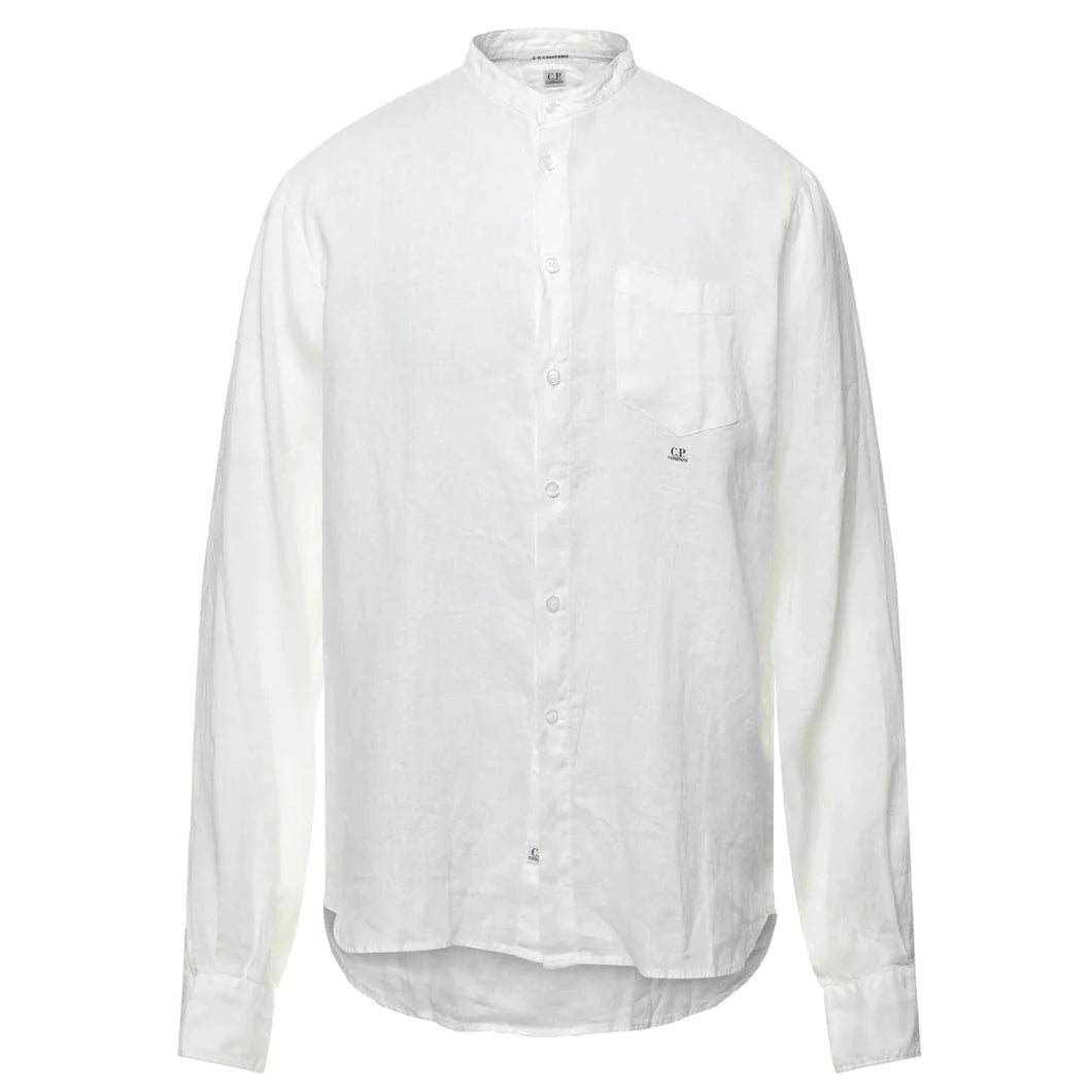 Cp Company Small Logo Linen Shirt in White