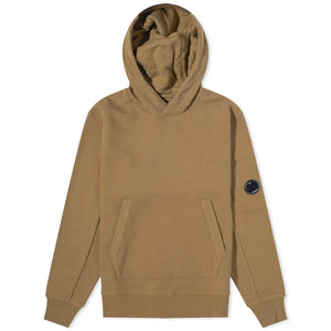 Cp Company Heavy Lens Overhead Hoodie In Butternut Brown