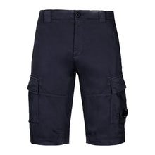 Load image into Gallery viewer, CP Company Satin Stretch Lens Cargo Shorts in Navy
