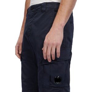 CP Company Satin Stretch Lens Cargo Shorts in Navy