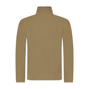 Cp Company Light Fleece Quarter Zip Lens Sweatshirt in Butternut Brown
