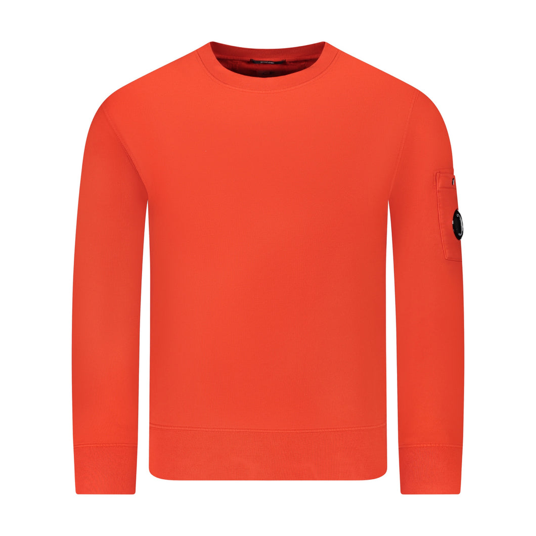 Cp Company Brushed Emerized Resist Dyed Lens Sweatshirt in High Risk Red