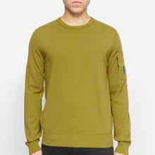Load image into Gallery viewer, Cp Company Cotton Crepe Lens Knitted Sweatshirt in Green Moss

