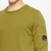 Load image into Gallery viewer, Cp Company Cotton Crepe Lens Knitted Sweatshirt in Green Moss
