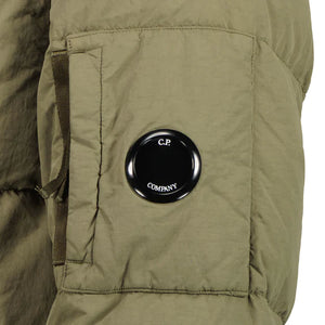 Cp Company Flatt Nylon Padded Lens Down Jacket in Khaki