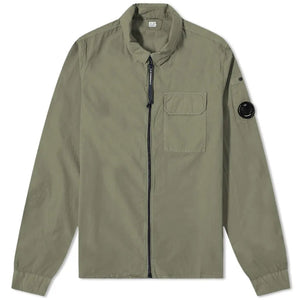 Cp Company Gabardine Lens Zip Overshirt in Thyme