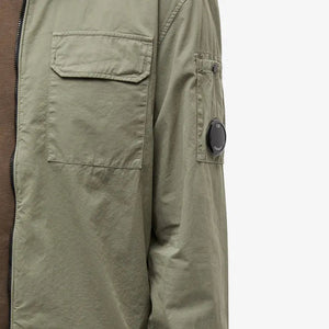 Cp Company Gabardine Lens Zip Overshirt in Thyme