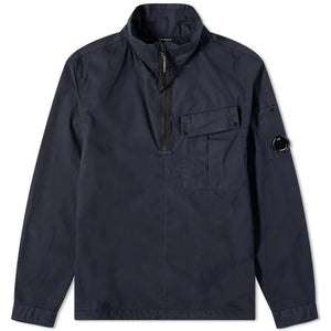 Cp Company Gabardine 1/4 Zip Lens Overshirt in Navy