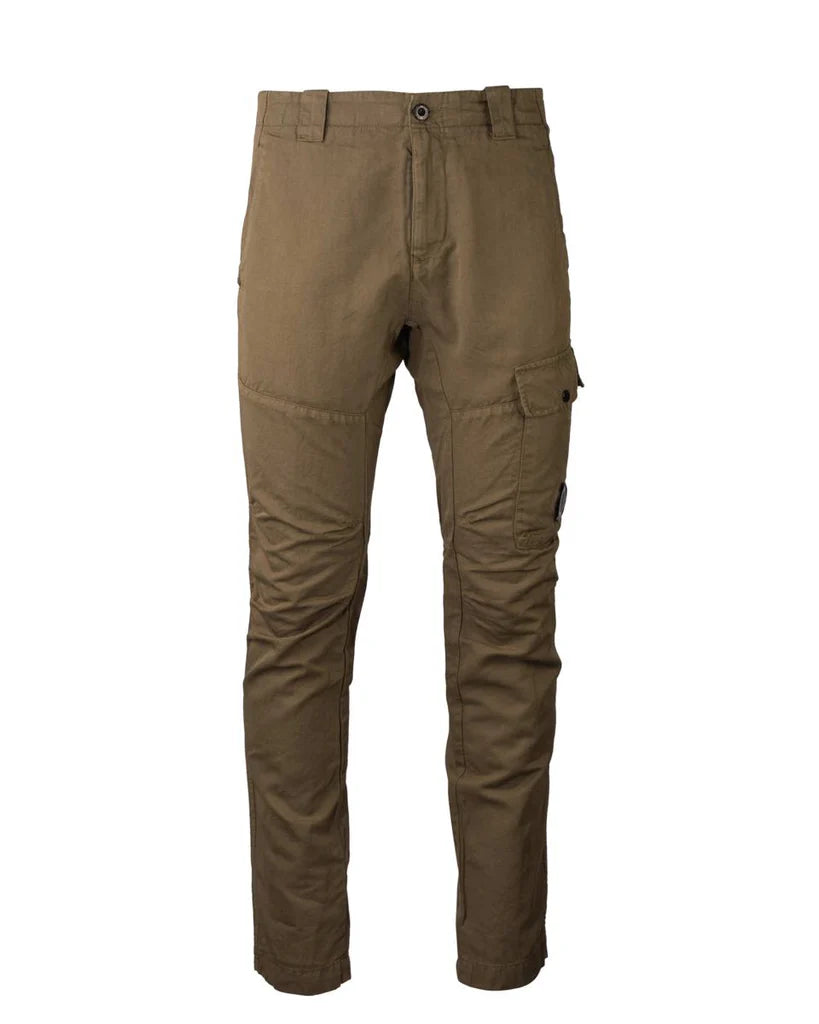Cp Company Cotton Linen Lens Cargo Pants in Burnt Olive