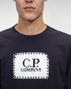 Cp Company Long Sleeve Stamp Logo T-Shirt in Navy