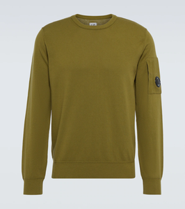 Cp Company Cotton Crepe Lens Knitted Sweatshirt in Green Moss