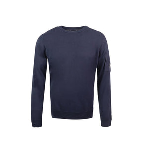Cp Company Cotton Crepe Lens Knitted Sweatshirt in Navy