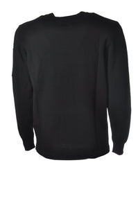 Cp Company Merino Wool Lens Crewneck Knit Sweatshirt in Black