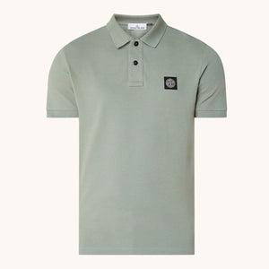 Stone Island Slim Fit Compass Patch Logo Polo Shirt in Sage Green