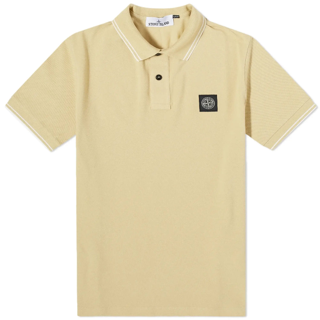 Stone Island Slim Fit Compass Patch Logo Polo Shirt in Natural Beige