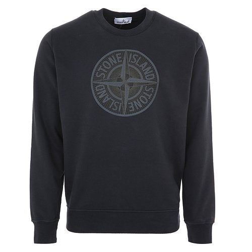 Stone Island Embroidered Logo Cotton Sweatshirt in Dark Grey