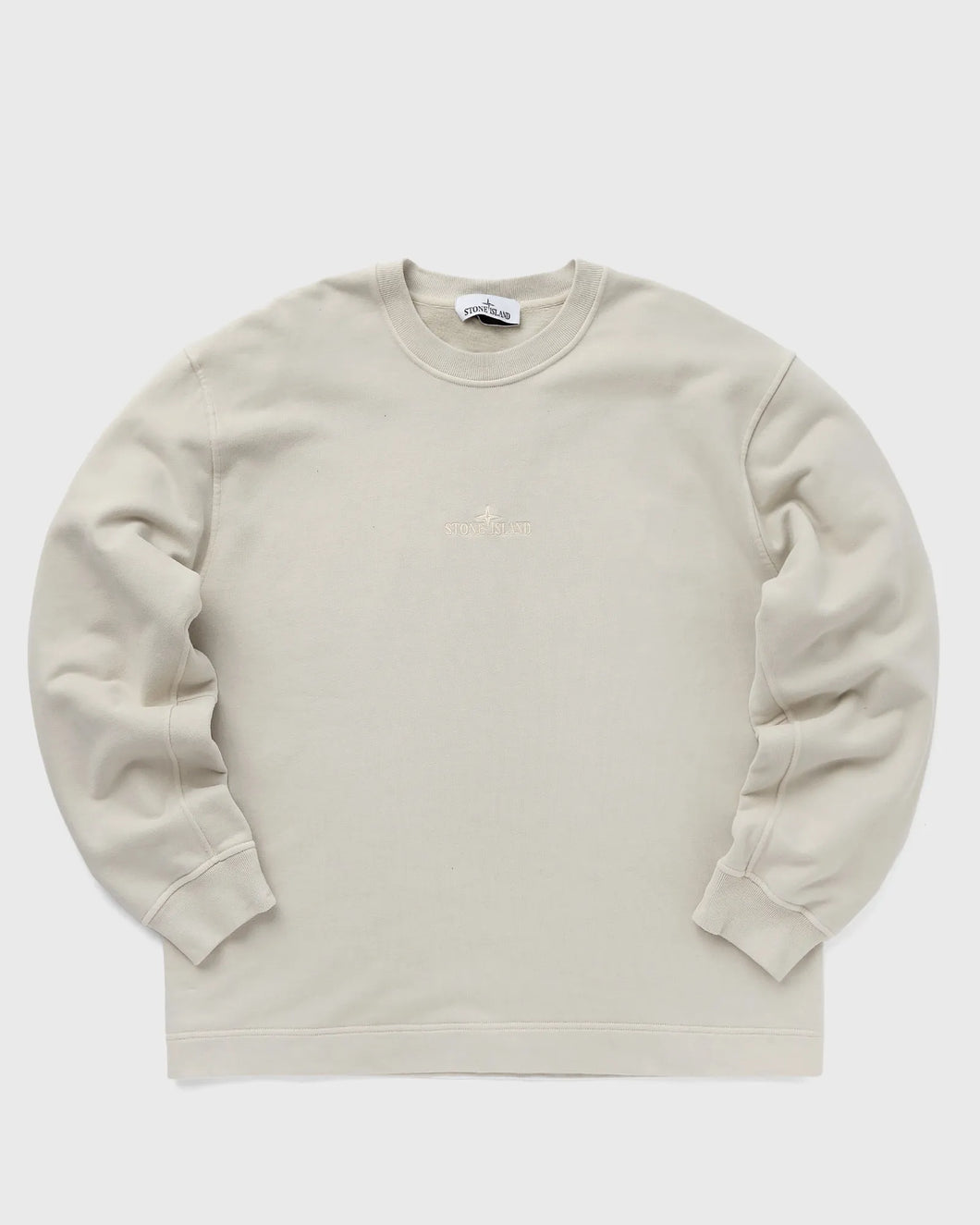 Stone Island Embroidered Logo Cotton Sweatshirt in Stucco (Natural White)