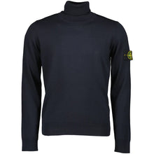 Load image into Gallery viewer, Stone Island Virgin Wool Turtleneck Sweatshirt in Navy
