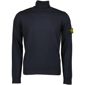 Stone Island Virgin Wool Turtleneck Sweatshirt in Navy