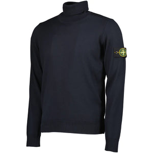 Stone Island Virgin Wool Turtleneck Sweatshirt in Navy