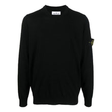 Load image into Gallery viewer, Stone Island Light Wool Crewneck Knit Sweatshirt in Black
