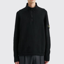 Load image into Gallery viewer, Stone Island Lambswool Half Zip Knit Sweatshirt in Black
