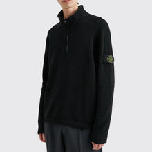 Load image into Gallery viewer, Stone Island Lambswool Half Zip Knit Sweatshirt in Black
