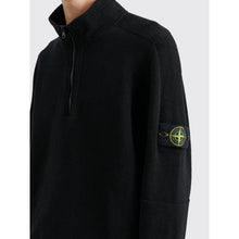 Load image into Gallery viewer, Stone Island Lambswool Half Zip Knit Sweatshirt in Black
