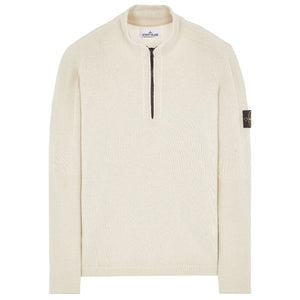 Stone Island Lambswool Half Zip Knit Sweatshirt in Stucco